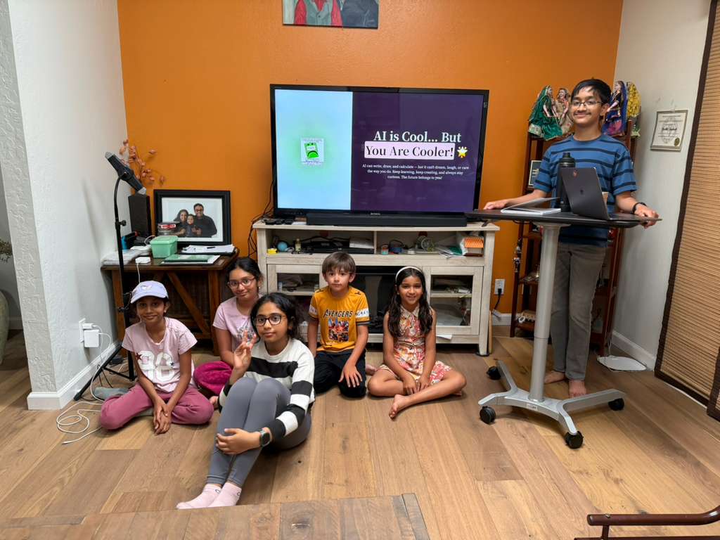 Vihaan teaching an AI 101 class with students